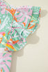 Tropical Parrot Print Ruffle Flutter Sleeve Mini Dress