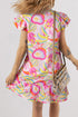 Tropical Parrot Print Ruffle Flutter Sleeve Mini Dress