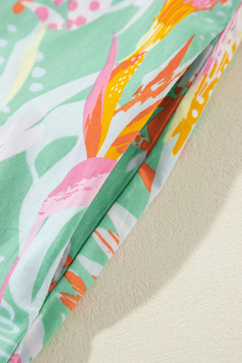 Tropical Parrot Print Ruffle Flutter Sleeve Mini Dress