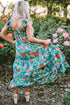 Tropical Print Flutter Sleeve Tiered Maxi Dress