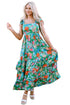 Tropical Print Flutter Sleeve Tiered Maxi Dress