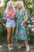 Tropical Print Flutter Sleeve Tiered Maxi Dress