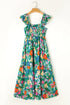 Tropical Print Flutter Sleeve Tiered Maxi Dress