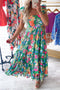 Tropical Print Flutter Sleeve Tiered Maxi Dress
