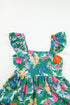 Tropical Print Flutter Sleeve Tiered Maxi Dress
