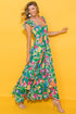 Tropical Print Flutter Sleeve Tiered Maxi Dress