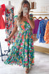 Tropical Print Flutter Sleeve Tiered Maxi Dress
