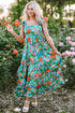 Tropical Print Flutter Sleeve Tiered Maxi Dress