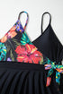 Tropical Print Wrap Style Tie Waist Swim Dress