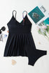 Tropical Print Wrap Style Tie Waist Swim Dress