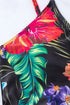 Tropical Print Wrap Style Tie Waist Swim Dress