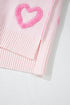 Tufted Heart Pattern Relaxed Fit Pullover Sweater