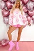 Tufted Heart Pattern Relaxed Fit Pullover Sweater