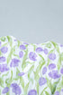 Tulip Floral Print Contrast Trim A Line Midi Dress
