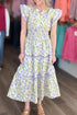 Tulip Floral Print Contrast Trim A Line Midi Dress