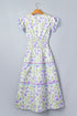 Tulip Floral Print Contrast Trim A Line Midi Dress