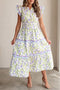 Tulip Floral Print Contrast Trim A Line Midi Dress