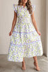 Tulip Floral Print Contrast Trim A Line Midi Dress
