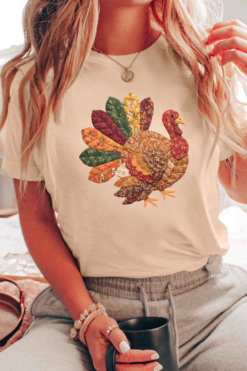 Turkey Bird Motif Graphic Design T Shirt