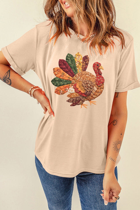 Turkey Bird Motif Graphic Design T Shirt