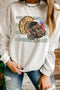 Turkey Graphic Crew Neck Rustic Inspired Pullover Sweatshirt