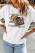 Turkey Graphic Crew Neck Rustic Inspired Pullover Sweatshirt