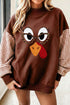 Turkey Graphic Plaid Sleeve Heritage Inspired Pullover Sweatshirt