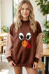 Turkey Graphic Plaid Sleeve Heritage Inspired Pullover Sweatshirt
