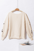 Turkey Print Waffle Knit Split Hem Pullover Sweatshirt