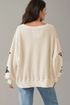 Turkey Print Waffle Knit Split Hem Pullover Sweatshirt