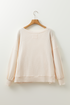 Turkey Print Waffle Knit Split Hem Pullover Sweatshirt