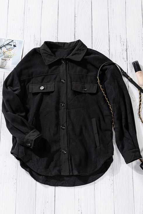 Turn Down Collar Buttoned Shirt Jacket