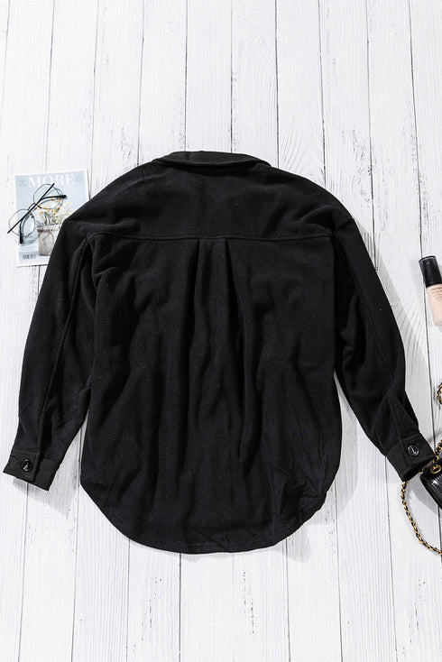 Turn Down Collar Buttoned Shirt Jacket