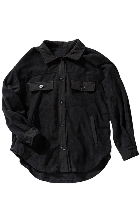 Turn Down Collar Buttoned Shirt Jacket