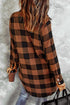Turn-Down Collar Plaid Shirt Coat
