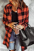 Turn-Down Collar Plaid Shirt Coat
