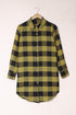 Turn-Down Collar Plaid Shirt Coat