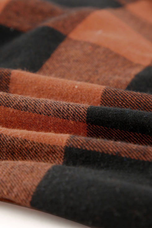 Turn-Down Collar Plaid Shirt Coat