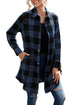 Turn-Down Collar Plaid Shirt Coat