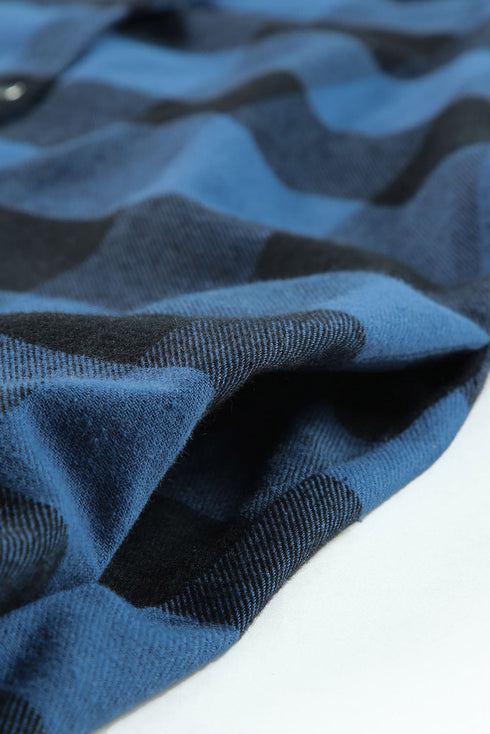 Turn-Down Collar Plaid Shirt Coat