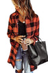 Turn-Down Collar Plaid Shirt Coat