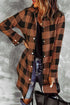 Turn-Down Collar Plaid Shirt Coat