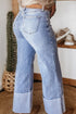 Turn Up Cuff Wide Leg Loose Denim Jeans