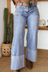 Turn Up Cuff Wide Leg Loose Denim Jeans