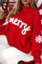 Turtleneck Merry Letter Snowflake Intarsia Rib Trim Knit Sweater