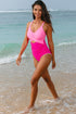 Twist Front Cutout Detail Geometric Trim One Piece Swimsuit