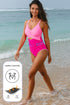 Twist Front Cutout Detail Geometric Trim One Piece Swimsuit