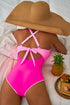 Twist Front Cutout Detail Geometric Trim One Piece Swimsuit