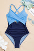 Twist Front Cutout Detail Geometric Trim One Piece Swimsuit