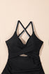 Twist Front Cutout Detail Geometric Trim One Piece Swimsuit